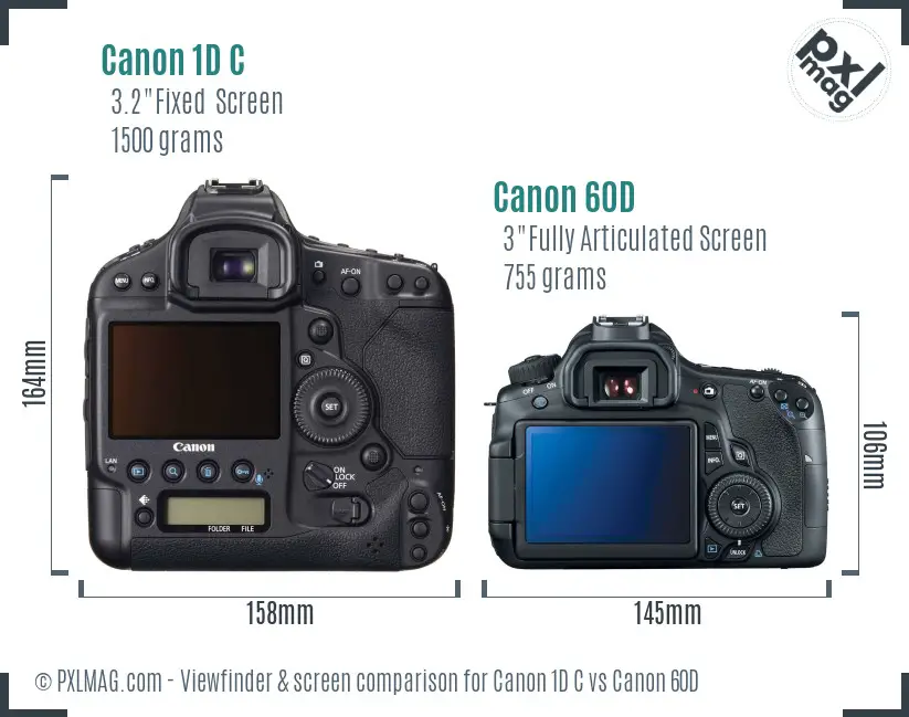 Canon 1D C vs Canon 60D Screen and Viewfinder comparison