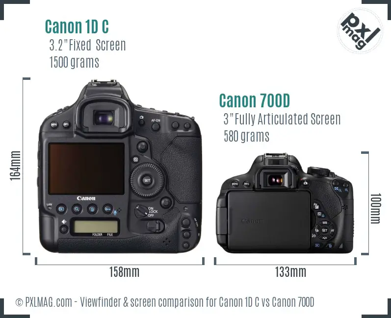 Canon 1D C vs Canon 700D Screen and Viewfinder comparison