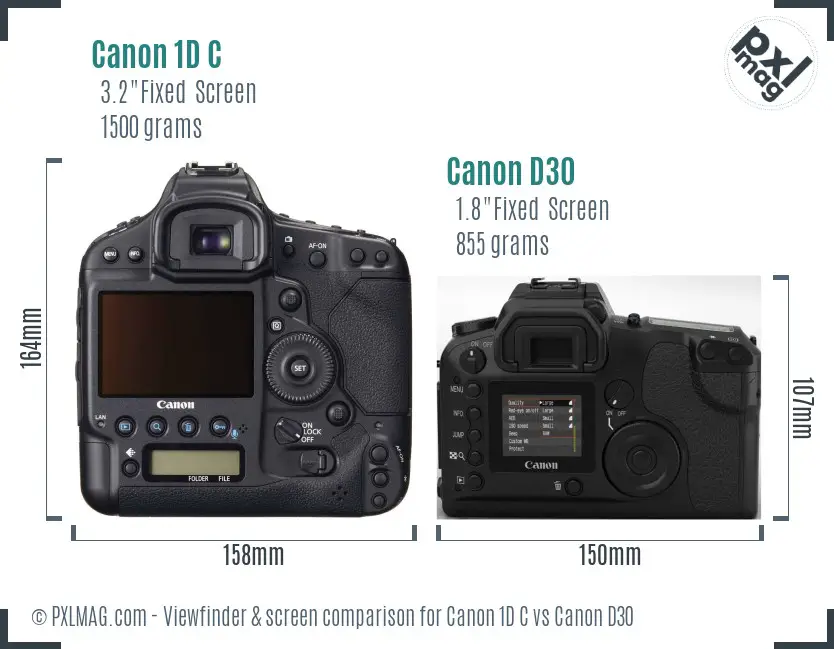 Canon 1D C vs Canon D30 Screen and Viewfinder comparison Canon 1D C vs Canon D30 Screen and Viewfinder comparison