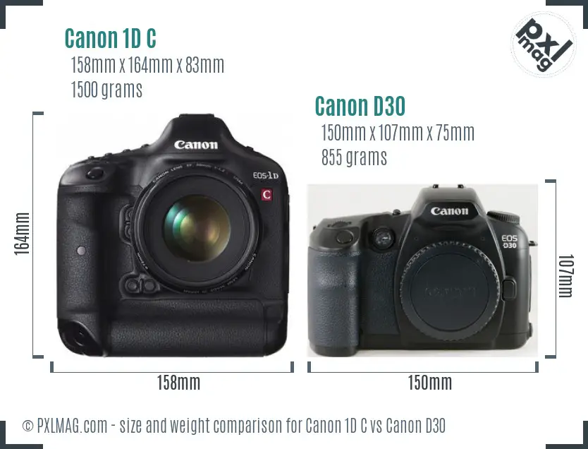 Canon 1D C vs Canon D30 size comparison Canon 1D C vs Canon D30 size comparison