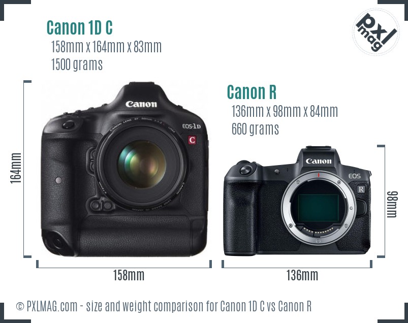 Canon 1D C vs Canon R size comparison Canon 1D C vs Canon R size comparison