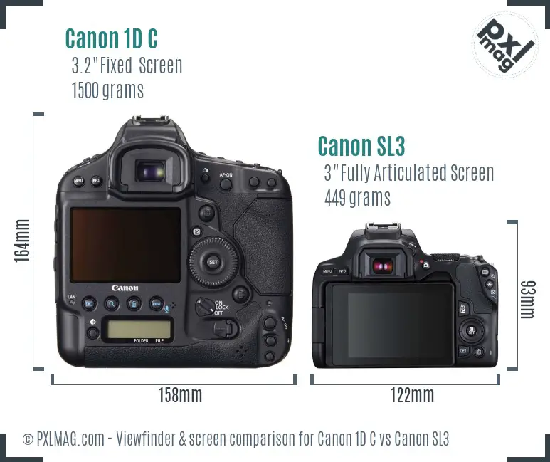Canon 1D C vs Canon SL3 Screen and Viewfinder comparison