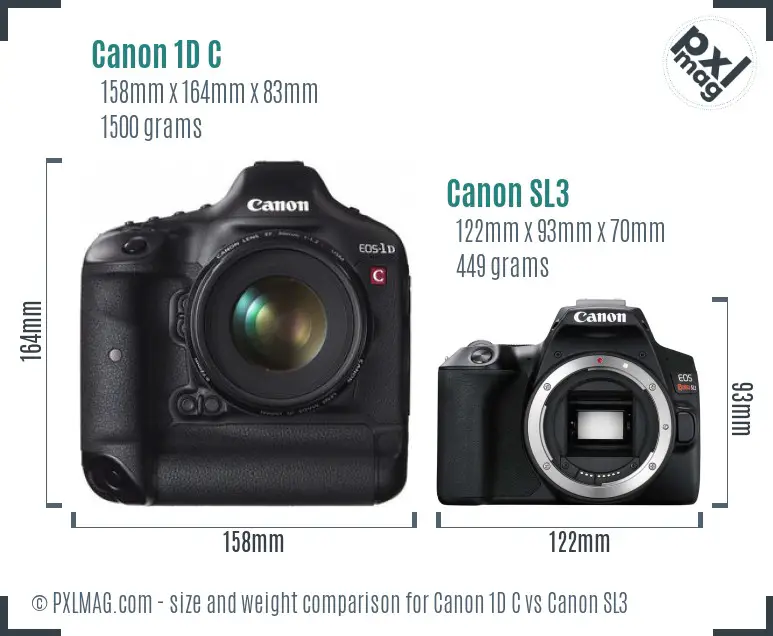 Canon 1D C vs Canon SL3 size comparison