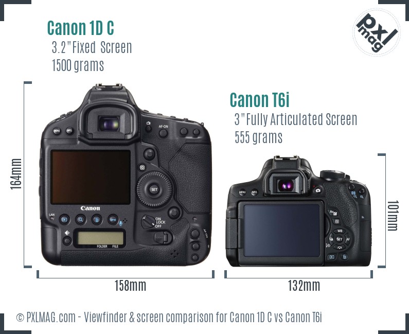 Canon 1D C vs Canon T6i Screen and Viewfinder comparison