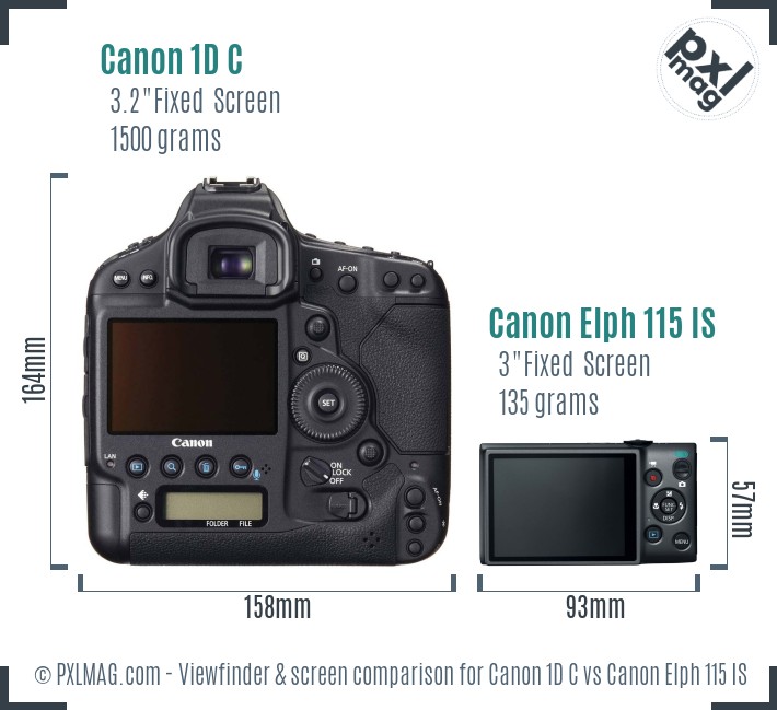 Canon 1D C vs Canon Elph 115 IS Screen and Viewfinder comparison