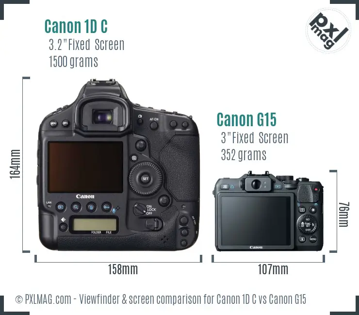 Canon 1D C vs Canon G15 Screen and Viewfinder comparison