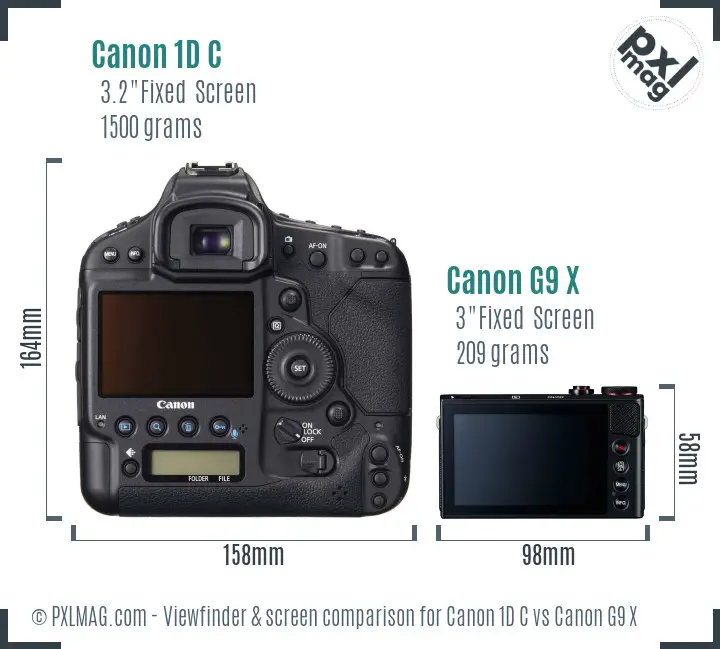 Canon 1D C vs Canon G9 X Screen and Viewfinder comparison
