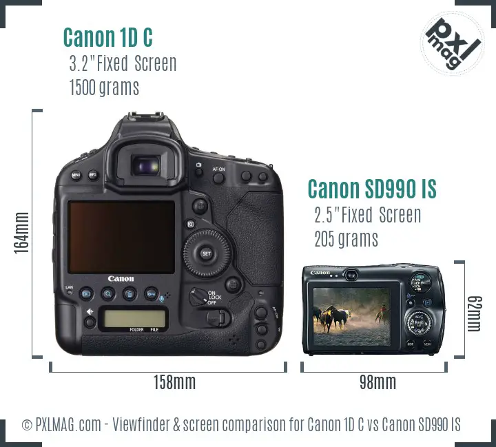 Canon 1D C vs Canon SD990 IS Screen and Viewfinder comparison Canon 1D C vs Canon SD990 IS Screen and Viewfinder comparison