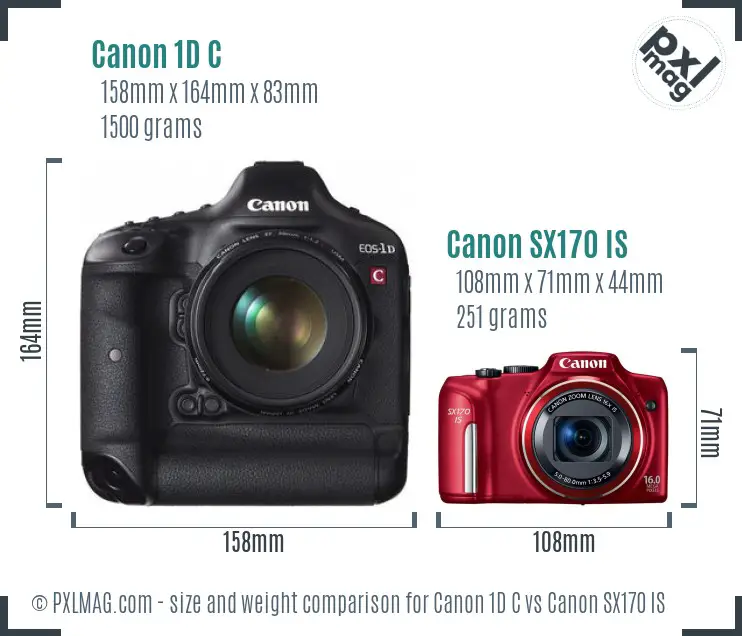 Canon 1D C vs Canon SX170 IS size comparison Canon 1D C vs Canon SX170 IS size comparison