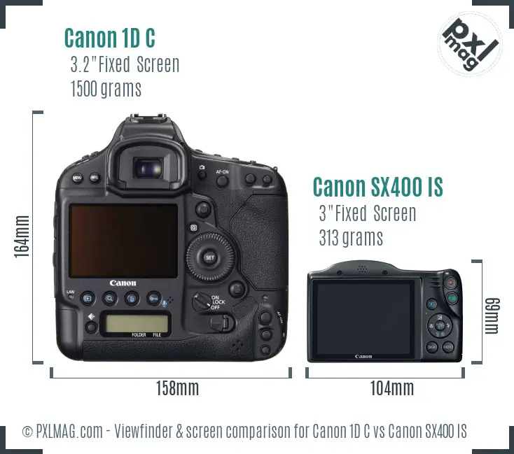 Canon 1D C vs Canon SX400 IS Screen and Viewfinder comparison