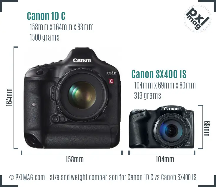 Canon 1D C vs Canon SX400 IS size comparison