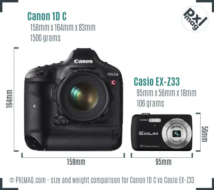 Canon 1D C vs Casio EX-Z33 size comparison