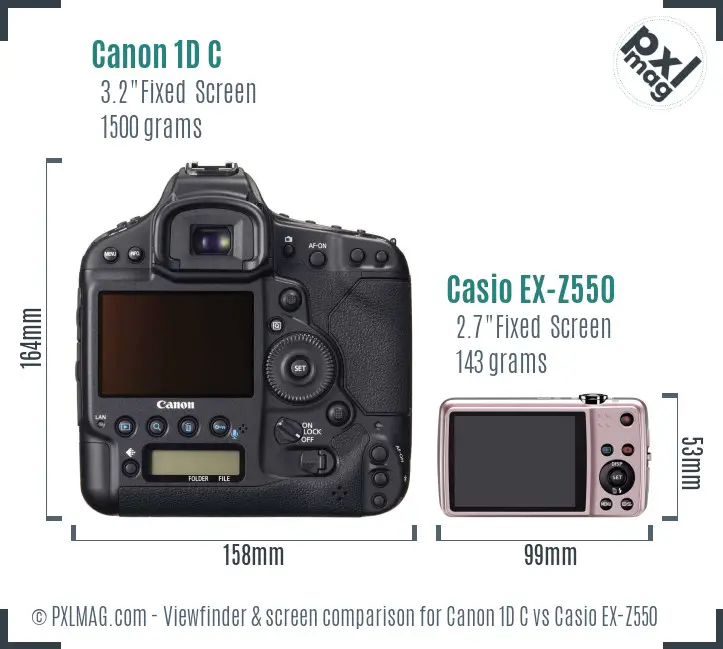 Canon 1D C vs Casio EX-Z550 Screen and Viewfinder comparison