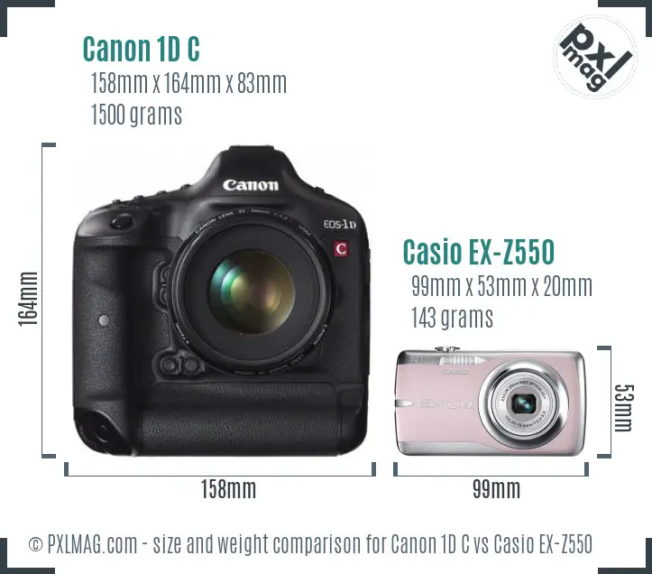 Canon 1D C vs Casio EX-Z550 size comparison