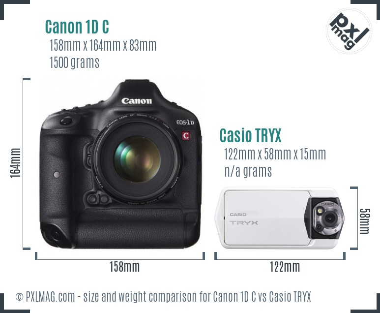 Canon 1D C vs Casio TRYX size comparison