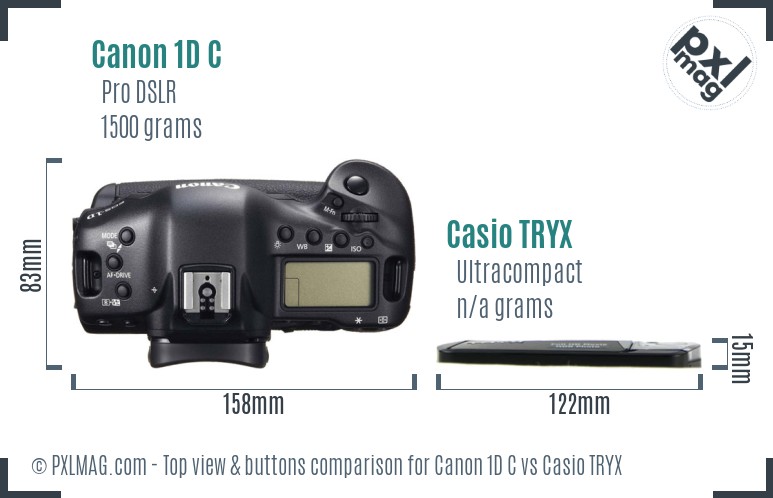 Canon 1D C vs Casio TRYX top view buttons comparison