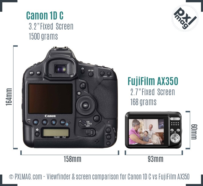 Canon 1D C vs FujiFilm AX350 Screen and Viewfinder comparison