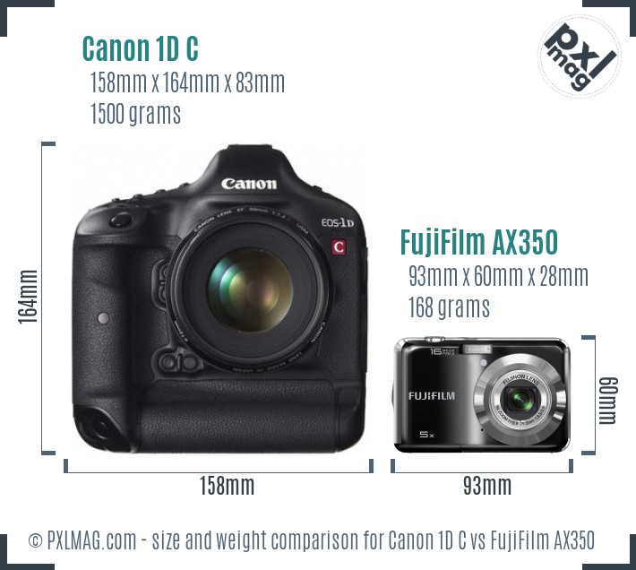 Canon 1D C vs FujiFilm AX350 size comparison