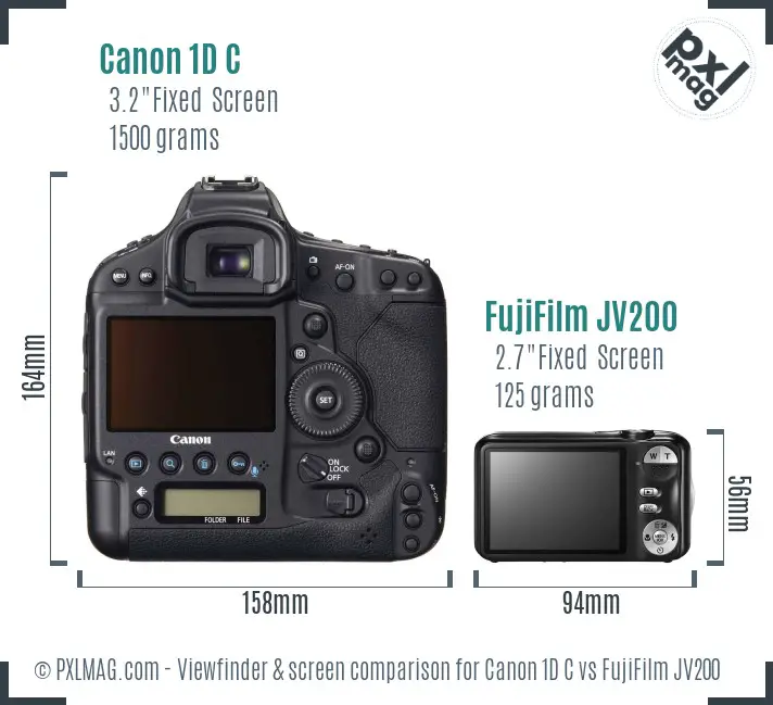 Canon 1D C vs FujiFilm JV200 Screen and Viewfinder comparison