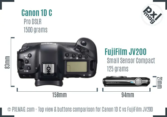 Canon 1D C vs FujiFilm JV200 top view buttons comparison