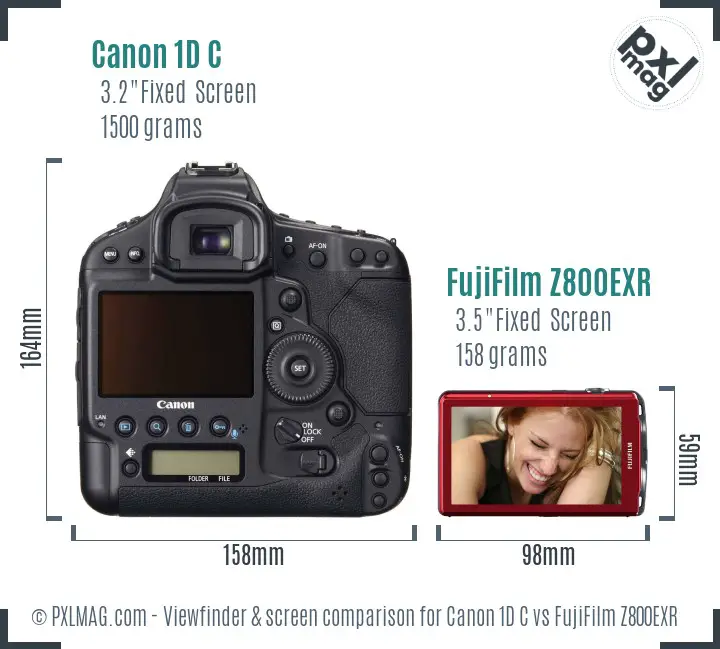 Canon 1D C vs FujiFilm Z800EXR Screen and Viewfinder comparison