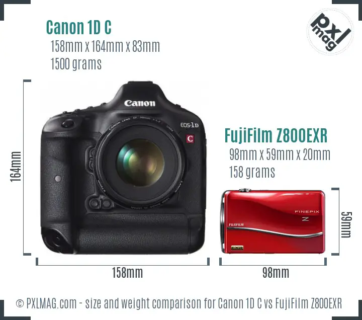 Canon 1D C vs FujiFilm Z800EXR size comparison