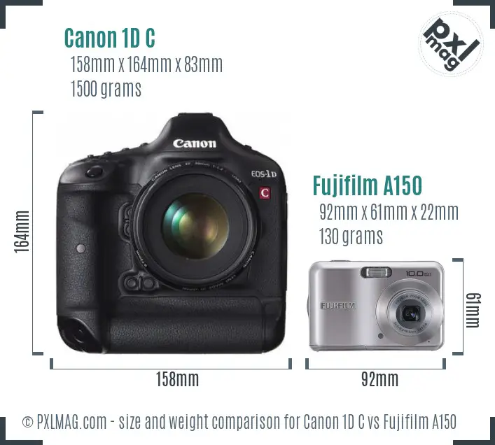 Canon 1D C vs Fujifilm A150 size comparison Canon 1D C vs Fujifilm A150 size comparison