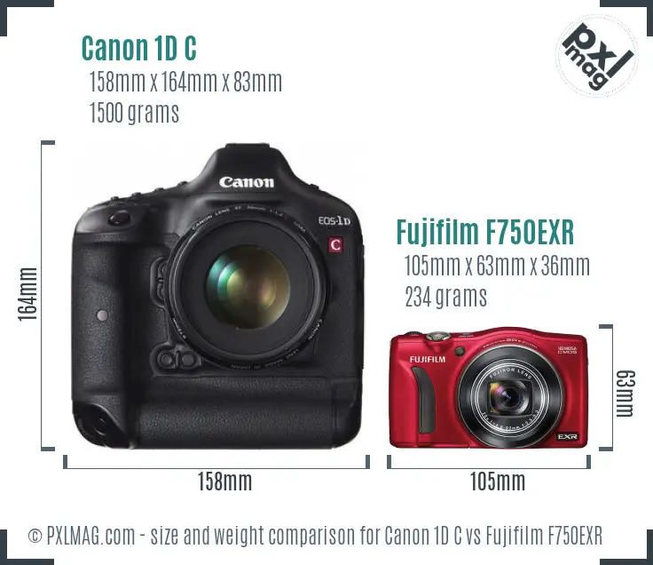 Canon 1D C vs Fujifilm F750EXR size comparison