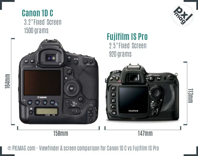 Canon 1D C vs Fujifilm IS Pro Screen and Viewfinder comparison