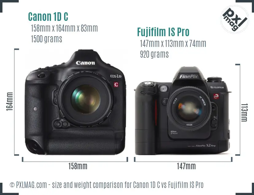 Canon 1D C vs Fujifilm IS Pro size comparison