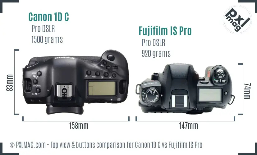 Canon 1D C vs Fujifilm IS Pro top view buttons comparison