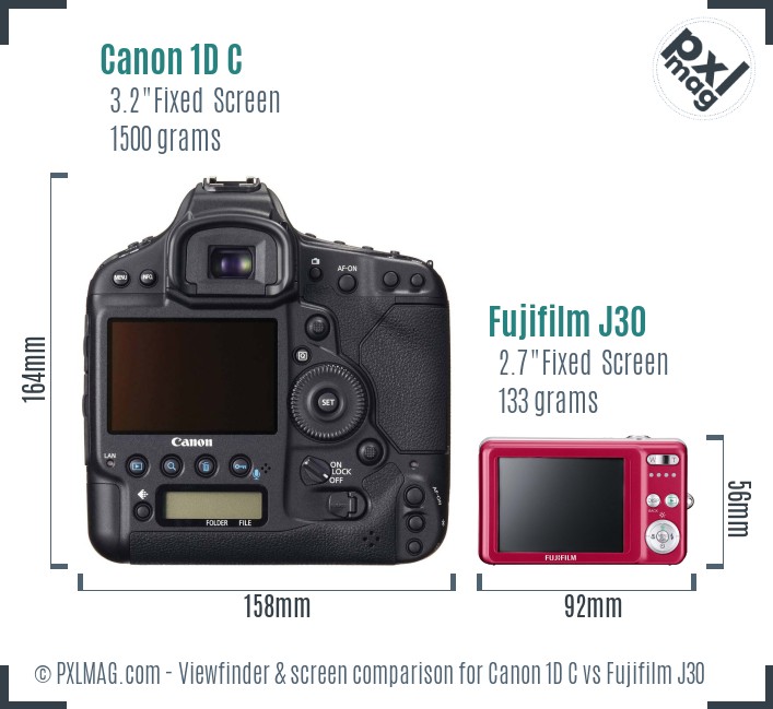 Canon 1D C vs Fujifilm J30 Screen and Viewfinder comparison