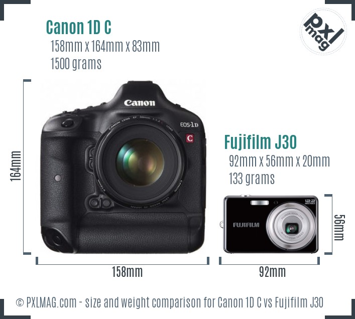 Canon 1D C vs Fujifilm J30 size comparison