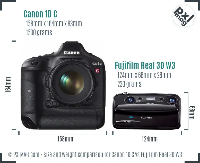 Canon 1D C vs Fujifilm Real 3D W3 size comparison Canon 1D C vs Fujifilm Real 3D W3 size comparison