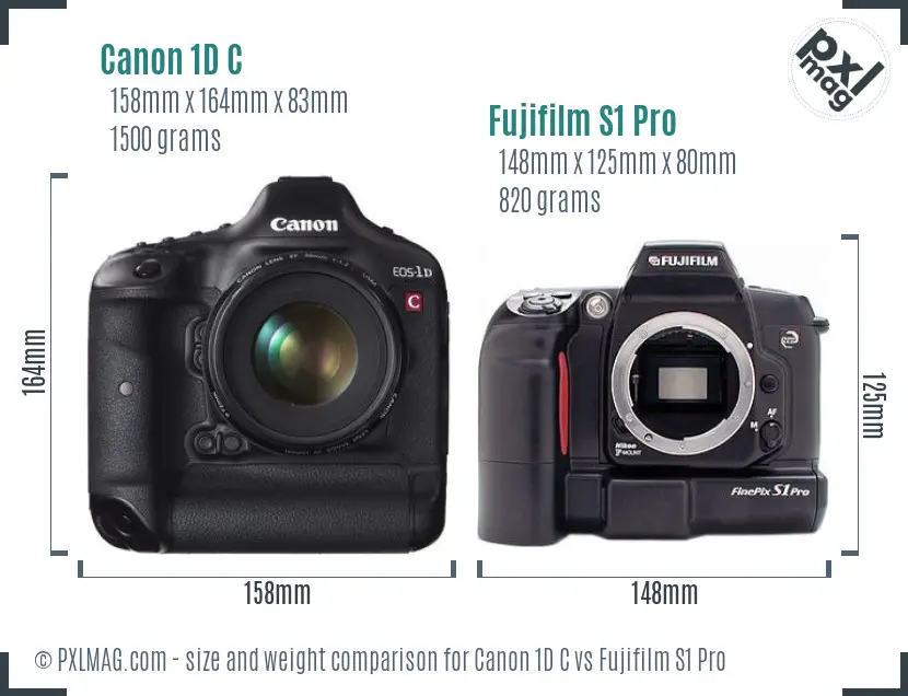 Canon 1D C vs Fujifilm S1 Pro size comparison
