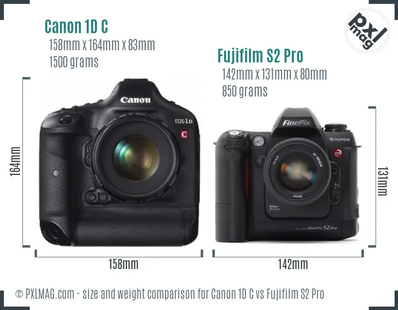 Canon 1D C vs Fujifilm S2 Pro size comparison