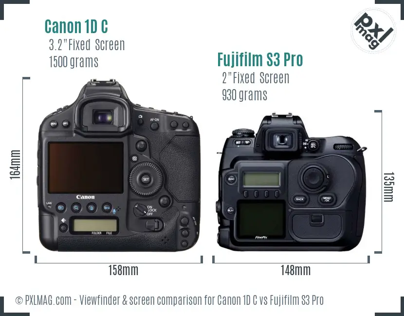 Canon 1D C vs Fujifilm S3 Pro Screen and Viewfinder comparison