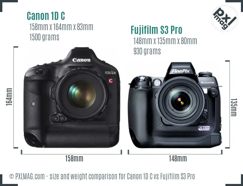 Canon 1D C vs Fujifilm S3 Pro size comparison