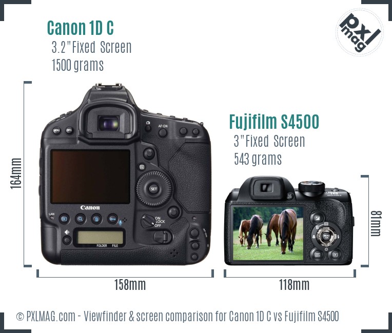 Canon 1D C vs Fujifilm S4500 Screen and Viewfinder comparison