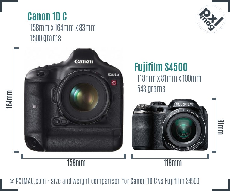 Canon 1D C vs Fujifilm S4500 size comparison