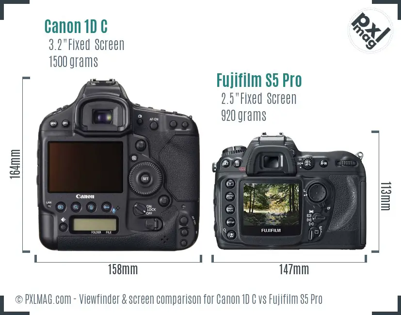 Canon 1D C vs Fujifilm S5 Pro Screen and Viewfinder comparison