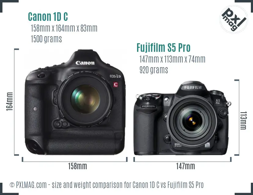 Canon 1D C vs Fujifilm S5 Pro size comparison