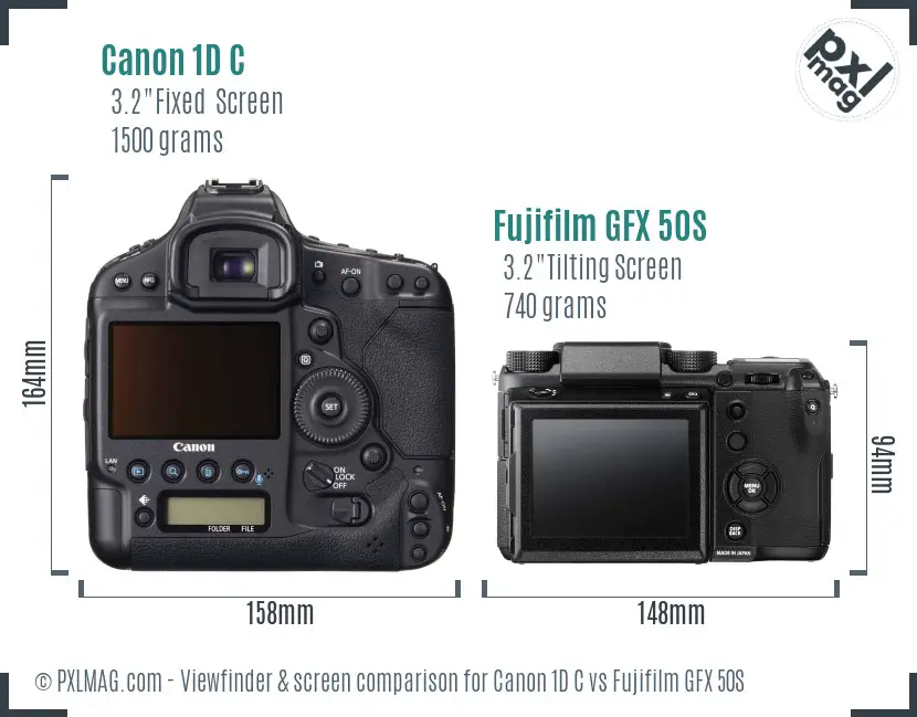 Canon 1D C vs Fujifilm GFX 50S Screen and Viewfinder comparison