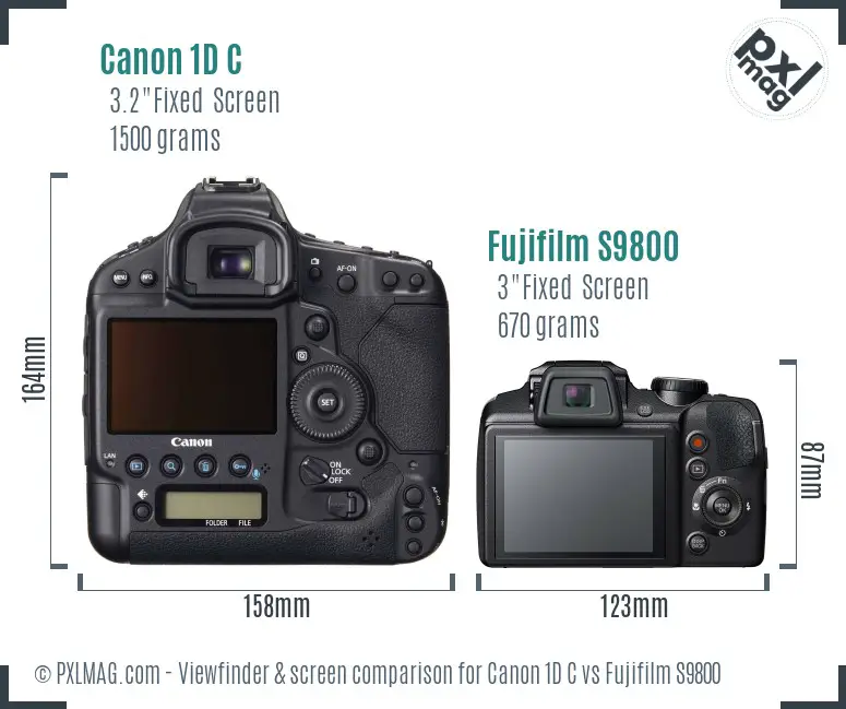 Canon 1D C vs Fujifilm S9800 Screen and Viewfinder comparison
