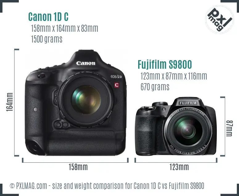 Canon 1D C vs Fujifilm S9800 size comparison