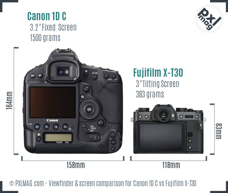 Canon 1D C vs Fujifilm X-T30 Screen and Viewfinder comparison