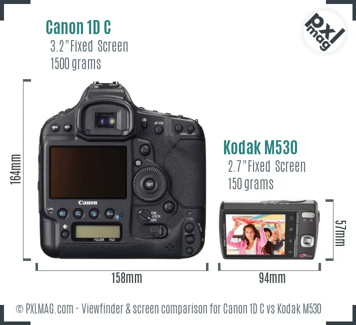 Canon 1D C vs Kodak M530 Screen and Viewfinder comparison