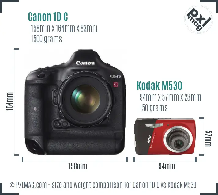 Canon 1D C vs Kodak M530 size comparison