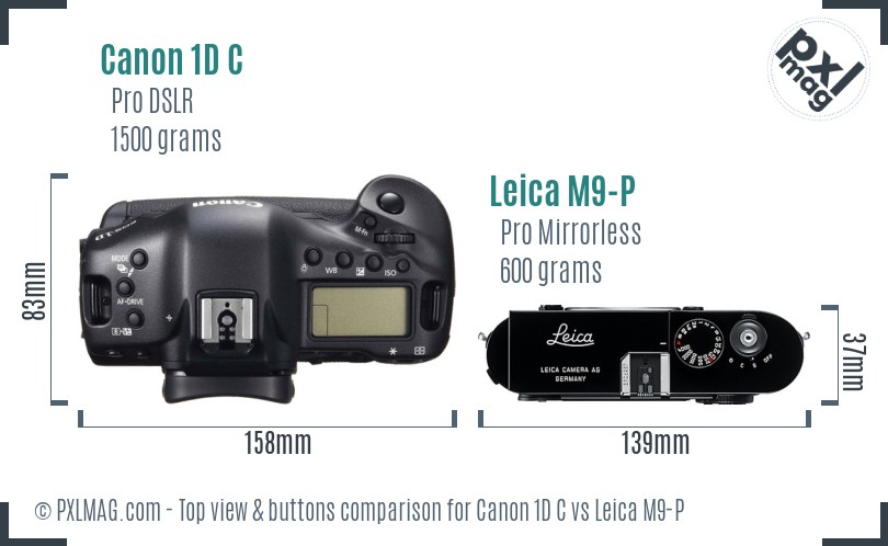 Canon 1D C vs Leica M9-P top view buttons comparison