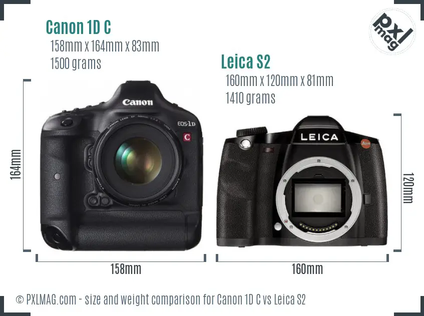 Canon 1D C vs Leica S2 size comparison